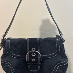 Coach Black Shoulder Bag with Silver Accents- vintage